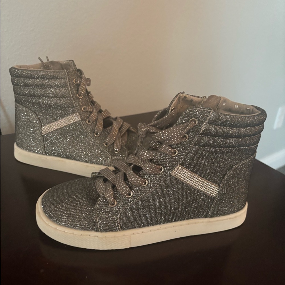 Justice Glittery Silver High-Top Sneakers